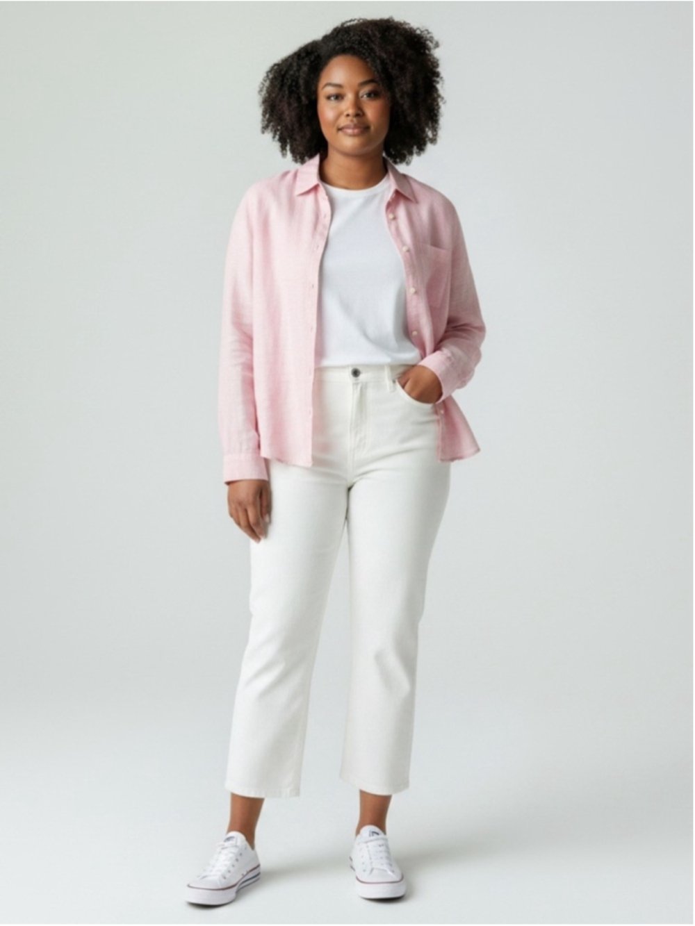 CP Shades Romy Pale Pink Chambray Linen Shirt